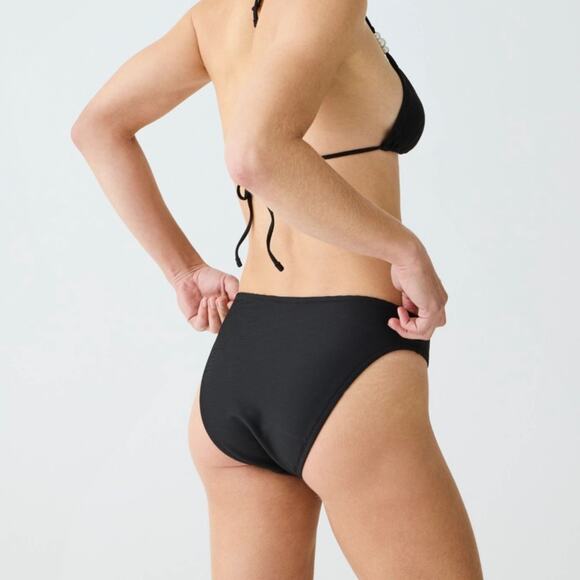 J. Crew NWT Black Ribbed High Rise Cheeky Swim Bottom Size Small - Picture 1 of 12